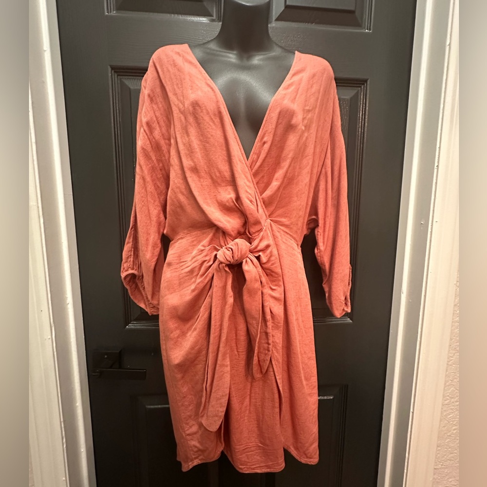 Anthropologie Elegant Salmon Wrap Dress